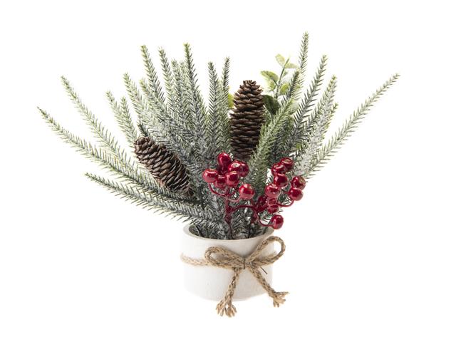 10" BERRY ARRANGEMENT WITH CEMENT BASE (RED)